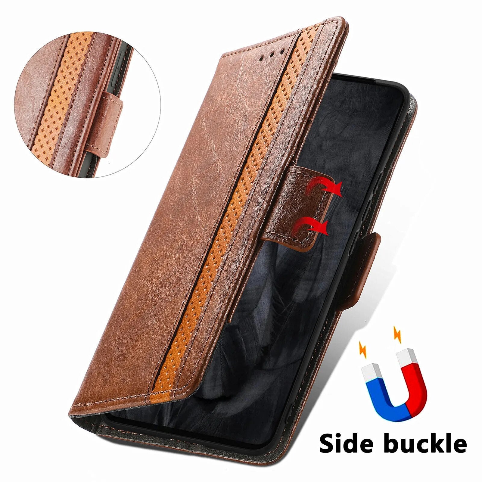 Premium Leather Case with Multifunction Wallet For Google Pixel 8 Series - The Pixel Store